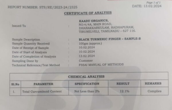 black turmeric lab test report