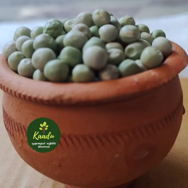 dried green peas kept in a mud pot
