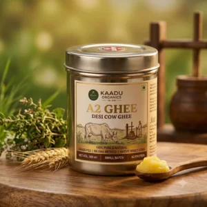 a2 desi cow ghee kept in a glass jar