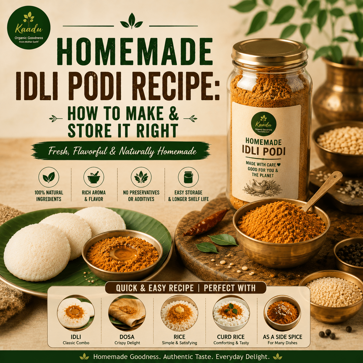 homemade idli podi recipe blog cover